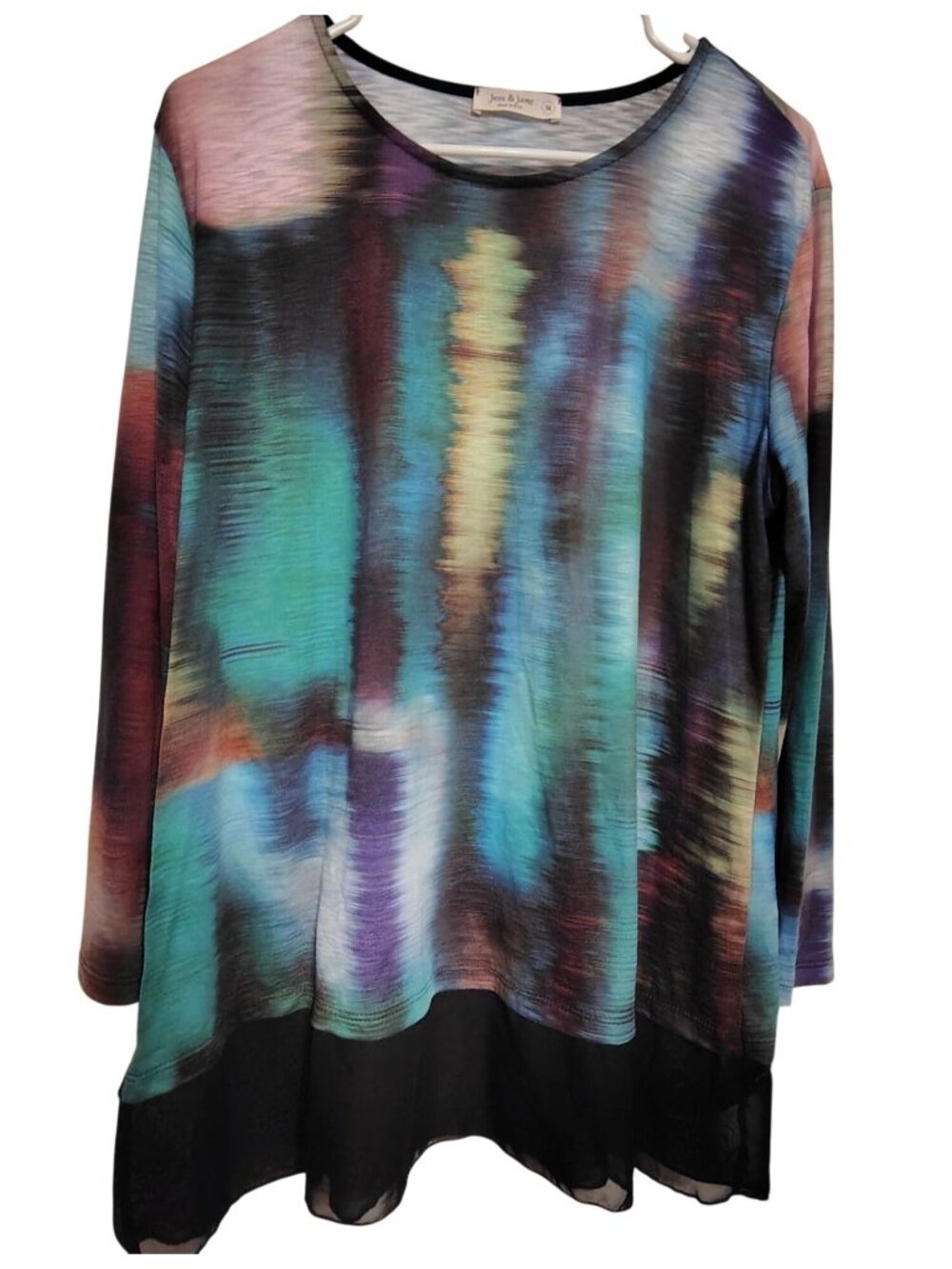 Jess & Jane Medium Tunic Top Dress, Abstract Pattern, 3/4 Sleeve Art to Wear